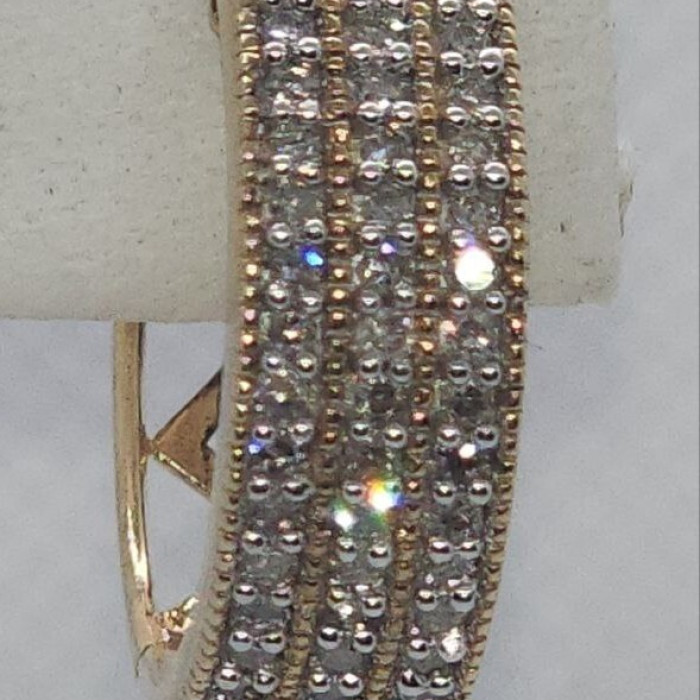 10K Yellow Gold Diamonds 0.9 Carat Earrings Length 18 mm
