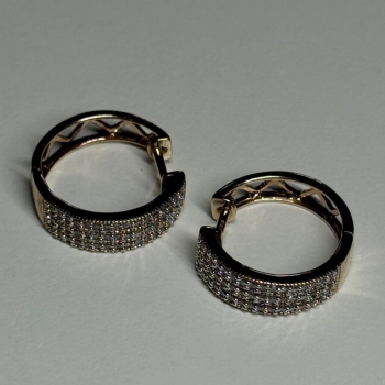 10K Yellow Gold Diamonds 0.9 Carat Earrings Length 18 mm