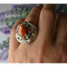 925 Sterling Silver Gold Plated Amber & Spessartine Ring Size 6.5