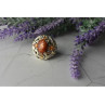925 Sterling Silver Gold Plated Amber & Spessartine Ring Size 6.5