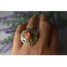 925 Sterling Silver Gold Plated Amber & Spessartine Ring Size 6.5