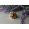 925 Sterling Silver Gold Plated Amber & Spessartine Ring Size 6.5