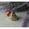 925 Sterling Silver Gold Plated Amber & Spessartine Ring Size 6.5