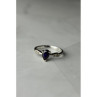 925 Sterling Silver Sapphire & White/Colorless Topaz Ring Size 7.5