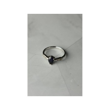 925 Sterling Silver Sapphire & White/Colorless Topaz Ring Size 7.5