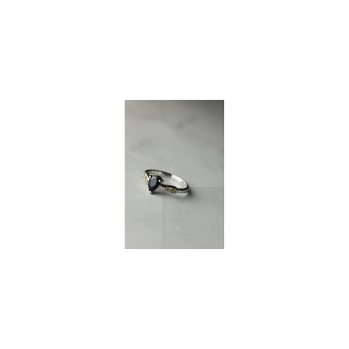 925 Sterling Silver Sapphire & White/Colorless Topaz Ring Size 7.5
