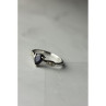 925 Sterling Silver Sapphire & White/Colorless Topaz Ring Size 7.5