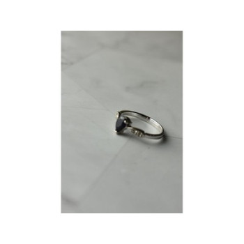 925 Sterling Silver Sapphire & White/Colorless Topaz Ring Size 7.5