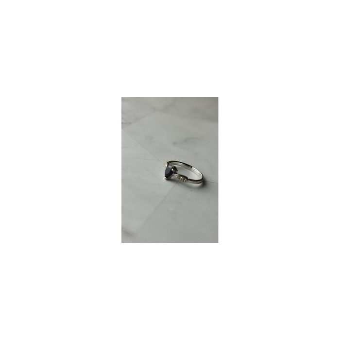 925 Sterling Silver Sapphire & White/Colorless Topaz Ring Size 7.5
