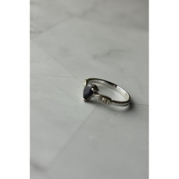 925 Sterling Silver Sapphire & White/Colorless Topaz Ring Size 7.5