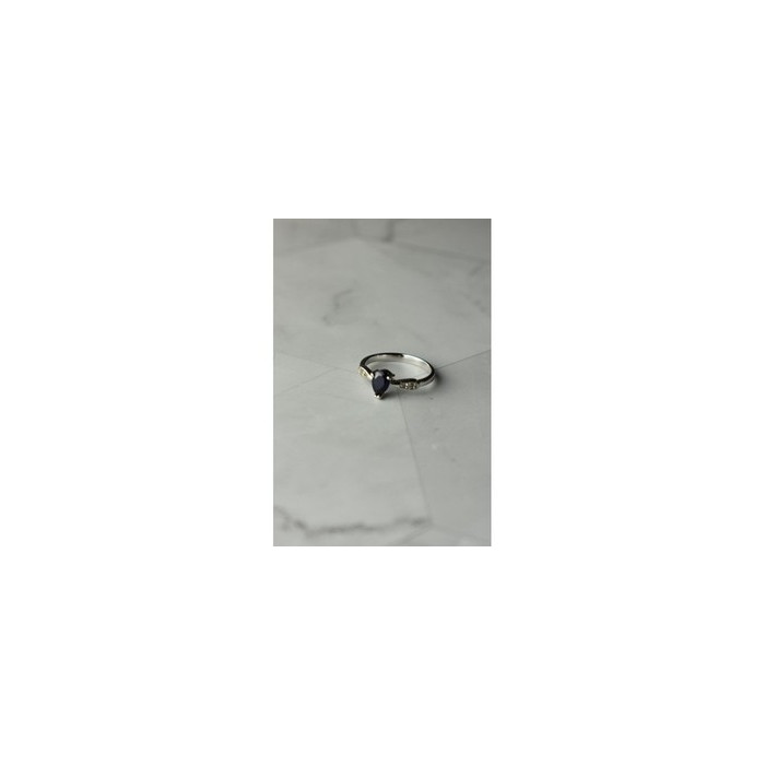 925 Sterling Silver Sapphire & White/Colorless Topaz Ring Size 7.5
