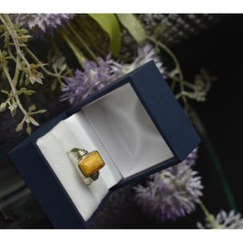 925 Sterling Silver Yellow Jasper Ring Size 7.5