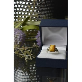 925 Sterling Silver Yellow Jasper Ring Size 7.5