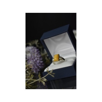 925 Sterling Silver Yellow Jasper Ring Size 7.5