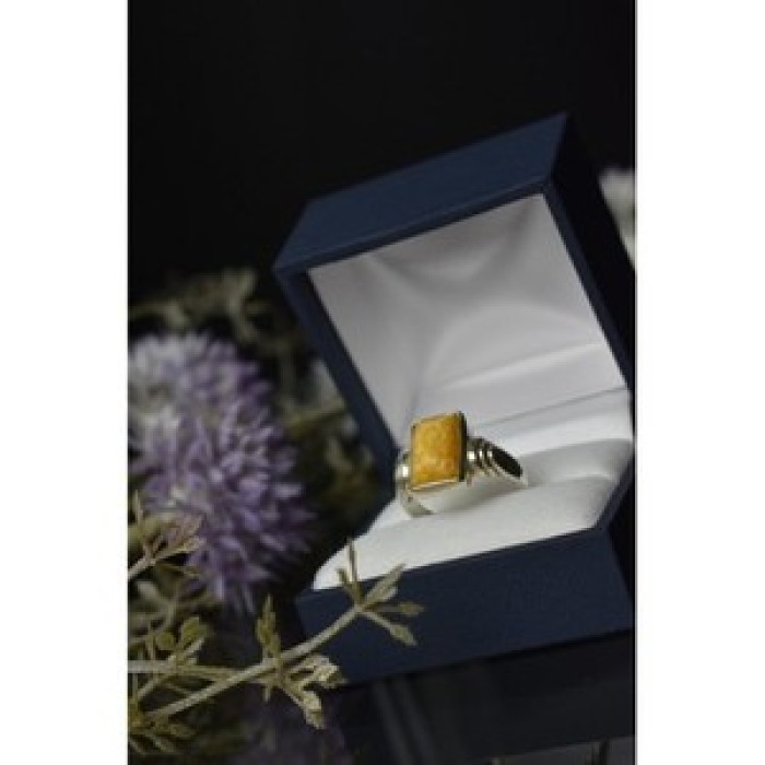 925 Sterling Silver Yellow Jasper Ring Size 7.5