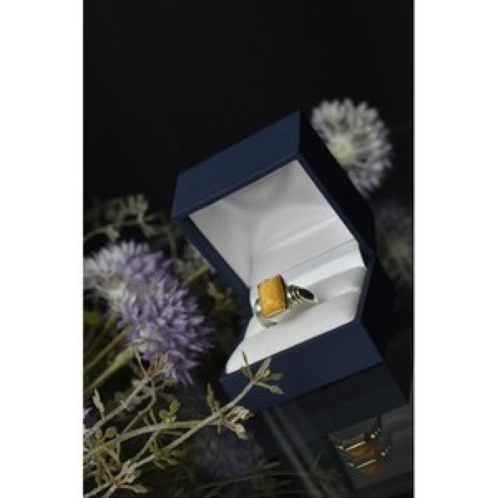 925 Sterling Silver Yellow Jasper Ring Size 7.5