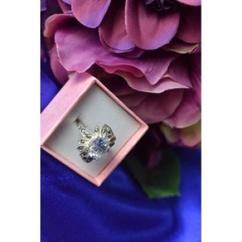 925 Sterling Silver CZ & Marcasites Ring Size 6.5