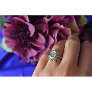 925 Sterling Silver CZ & Marcasites Ring Size 6.5