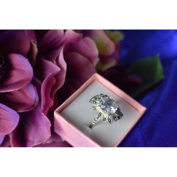 925 Sterling Silver CZ & Marcasites Ring Size 6.5