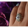 925 Sterling Silver CZ & Marcasites Ring Size 6.5