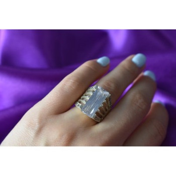 925 Sterling Silver CZ & Marcasites Ring Size 6.5