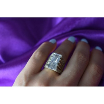 925 Sterling Silver CZ & Marcasites Ring Size 6.5