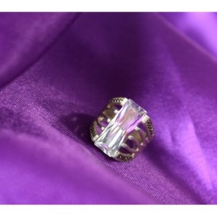 925 Sterling Silver CZ & Marcasites Ring Size 6.5