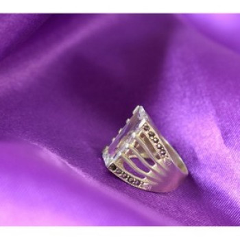 925 Sterling Silver CZ & Marcasites Ring Size 6.5