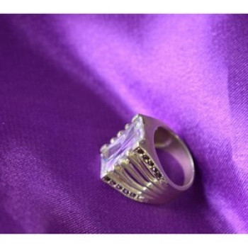 925 Sterling Silver CZ & Marcasites Ring Size 6.5