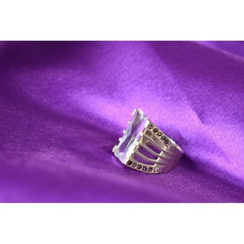 925 Sterling Silver CZ & Marcasites Ring Size 6.5