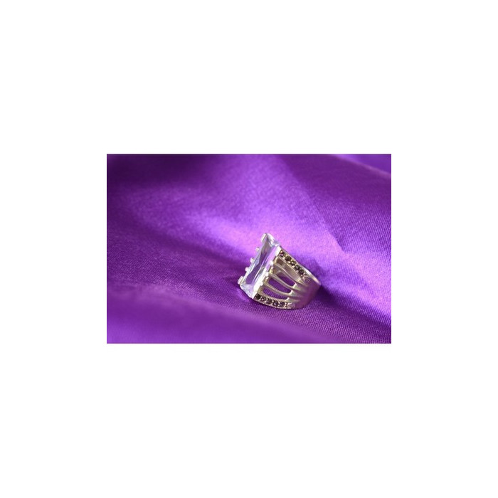 925 Sterling Silver CZ & Marcasites Ring Size 6.5