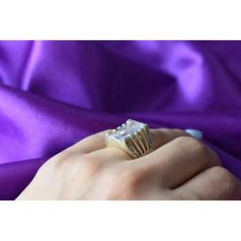 925 Sterling Silver CZ & Marcasites Ring Size 6.5