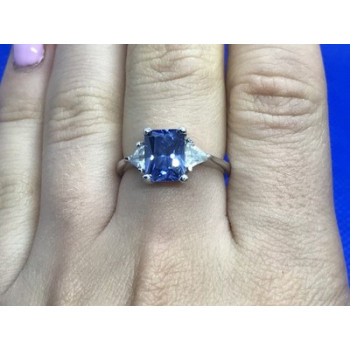 925 Sterling Silver Blue & White CZ Ring Size 7.5