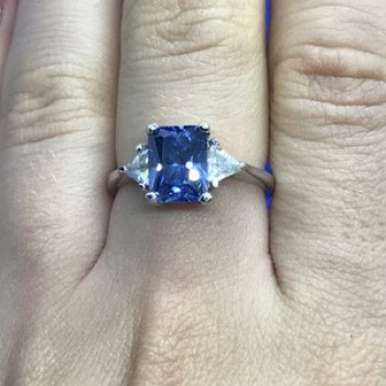 925 Sterling Silver Blue & White CZ Ring Size 7.5