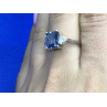 925 Sterling Silver Blue & White CZ Ring Size 7.5
