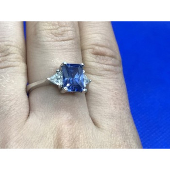 925 Sterling Silver Blue & White CZ Ring Size 7.5