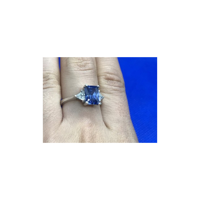 925 Sterling Silver Blue & White CZ Ring Size 7.5