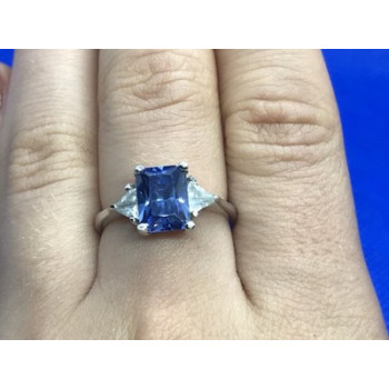925 Sterling Silver Blue & White CZ Ring Size 7.5