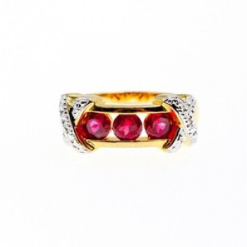 925 Sterling Silver Gold Plated Pink Topaz Ring Size 5