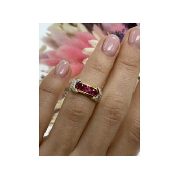 925 Sterling Silver Gold Plated Pink Topaz Ring Size 5