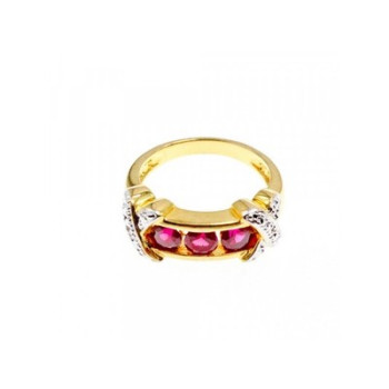 925 Sterling Silver Gold Plated Pink Topaz Ring Size 5
