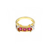 925 Sterling Silver Gold Plated Pink Topaz Ring Size 5