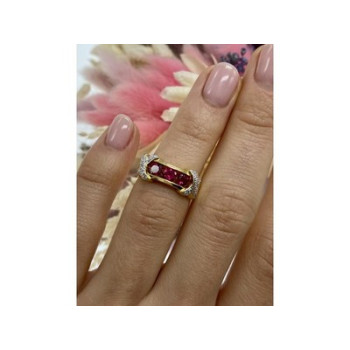 925 Sterling Silver Gold Plated Pink Topaz Ring Size 5