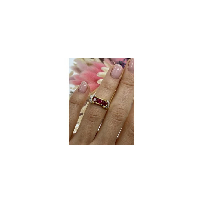 925 Sterling Silver Gold Plated Pink Topaz Ring Size 5