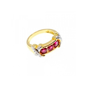 925 Sterling Silver Gold Plated Pink Topaz Ring Size 5