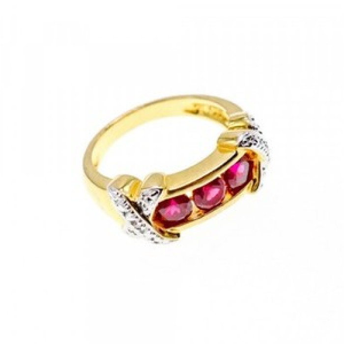 925 Sterling Silver Gold Plated Pink Topaz Ring Size 5