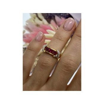 925 Sterling Silver Gold Plated Pink Topaz Ring Size 5