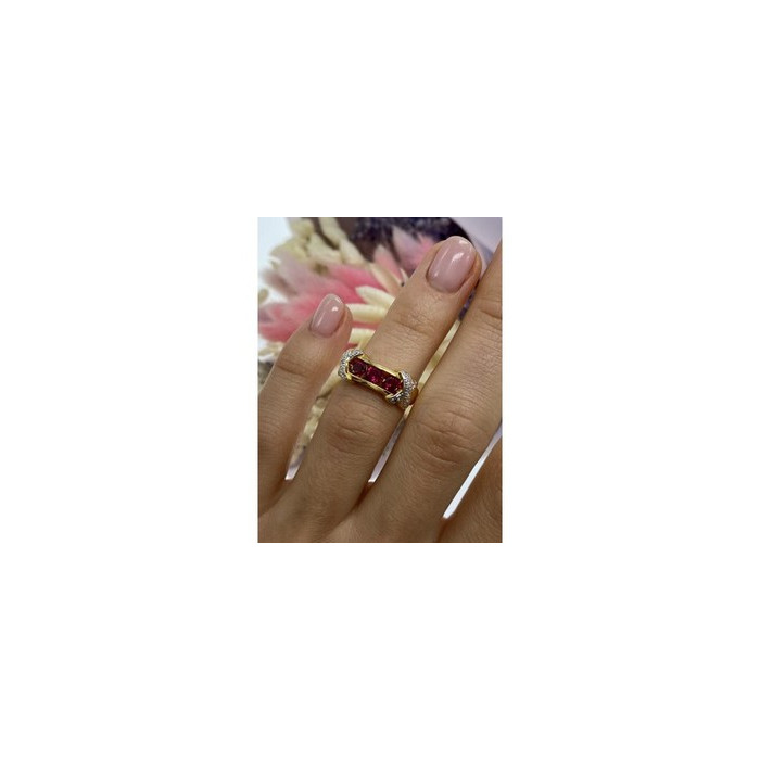925 Sterling Silver Gold Plated Pink Topaz Ring Size 5