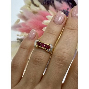 925 Sterling Silver Gold Plated Pink Topaz Ring Size 5