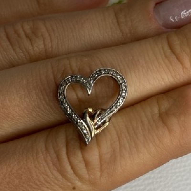 925 Sterling Silver White Topaz Heart Pendant Length 0.75 Inch